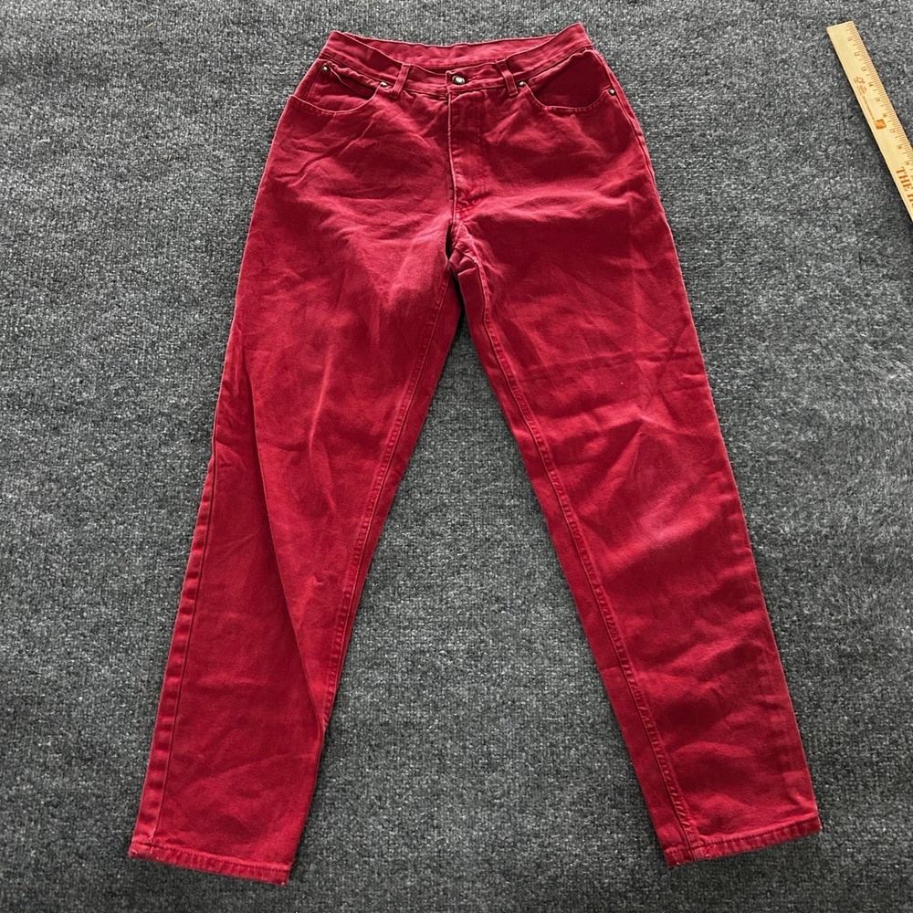 Knock Out Jeans Womens Size 32 Red Straight Leg Cotton Made in Italy High Waist